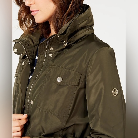 MICHAEL KORS WOMENS HOODED ANORAK JACKET SMALL DARK LODEN GREEN - Picture 10 of 17